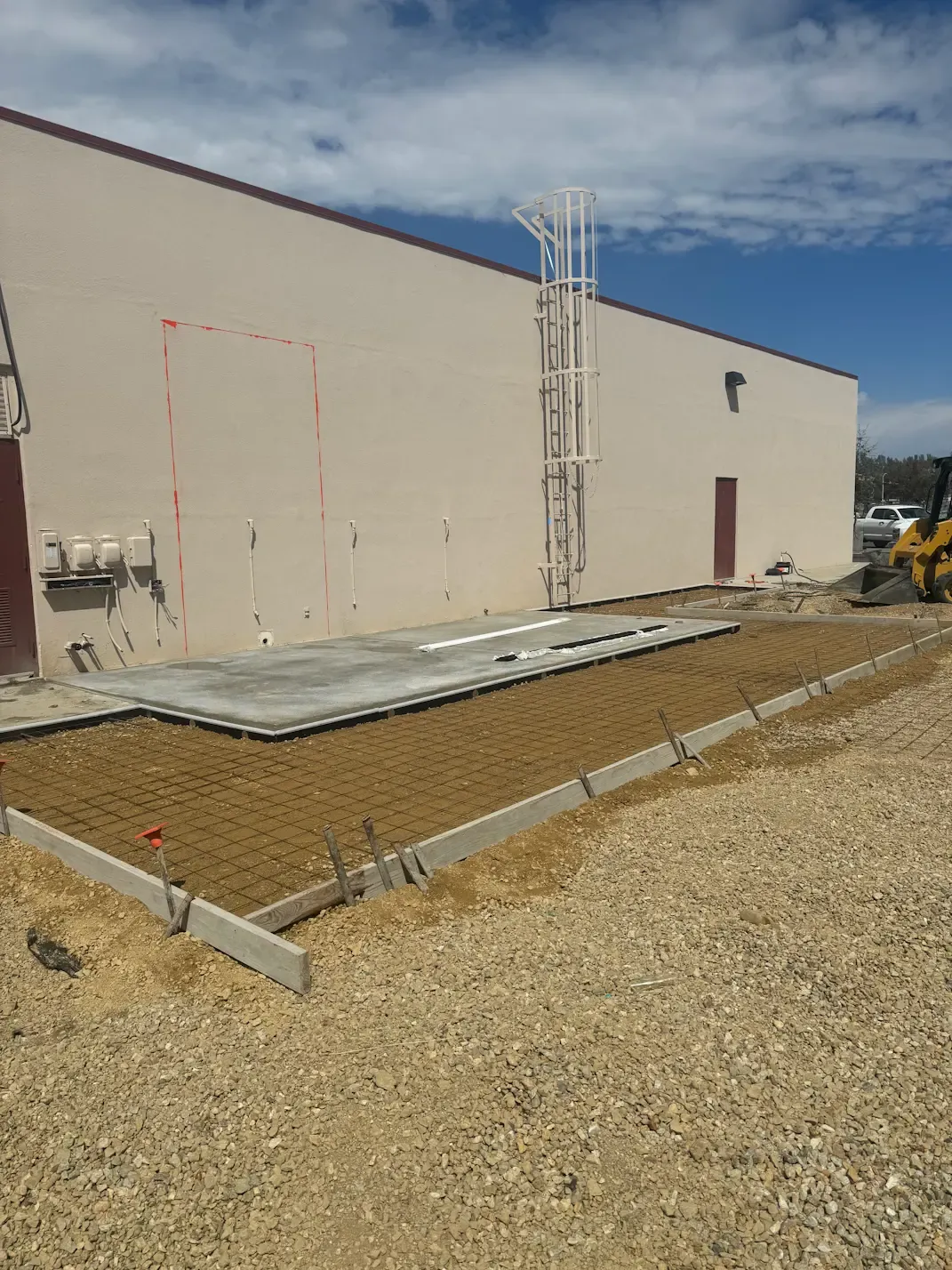 Public facility foundation concrete pour with reinforced steel