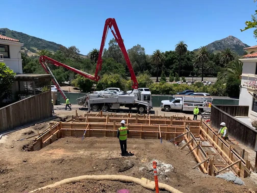 ADA concrete ramp wall pour in Cal Poly, San Luis Obispo, CA