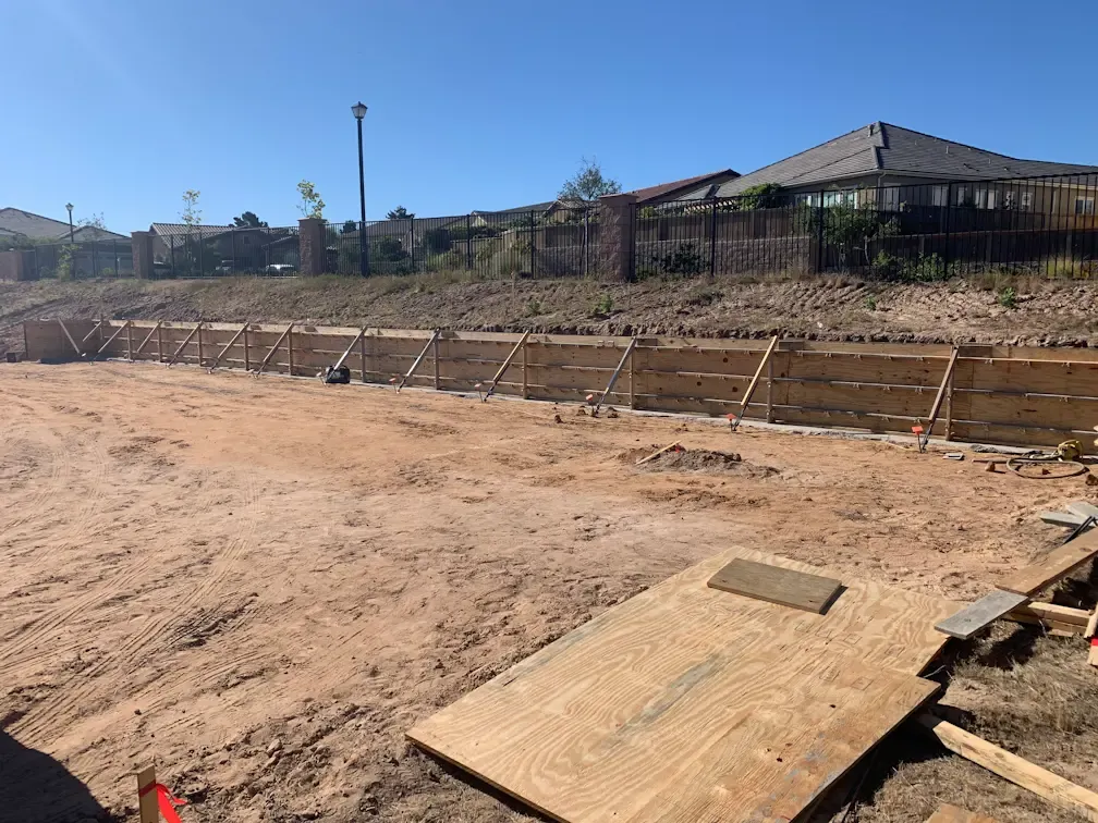 Retaining wall formwork at Pine Grove Elementary, Santa Maria, CA