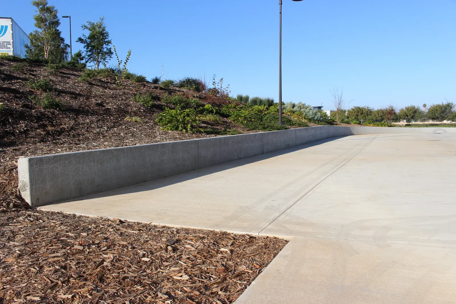 Concrete finish and retaining curb at the Santa Maria Japanese Community Center in Santa Maria, CA