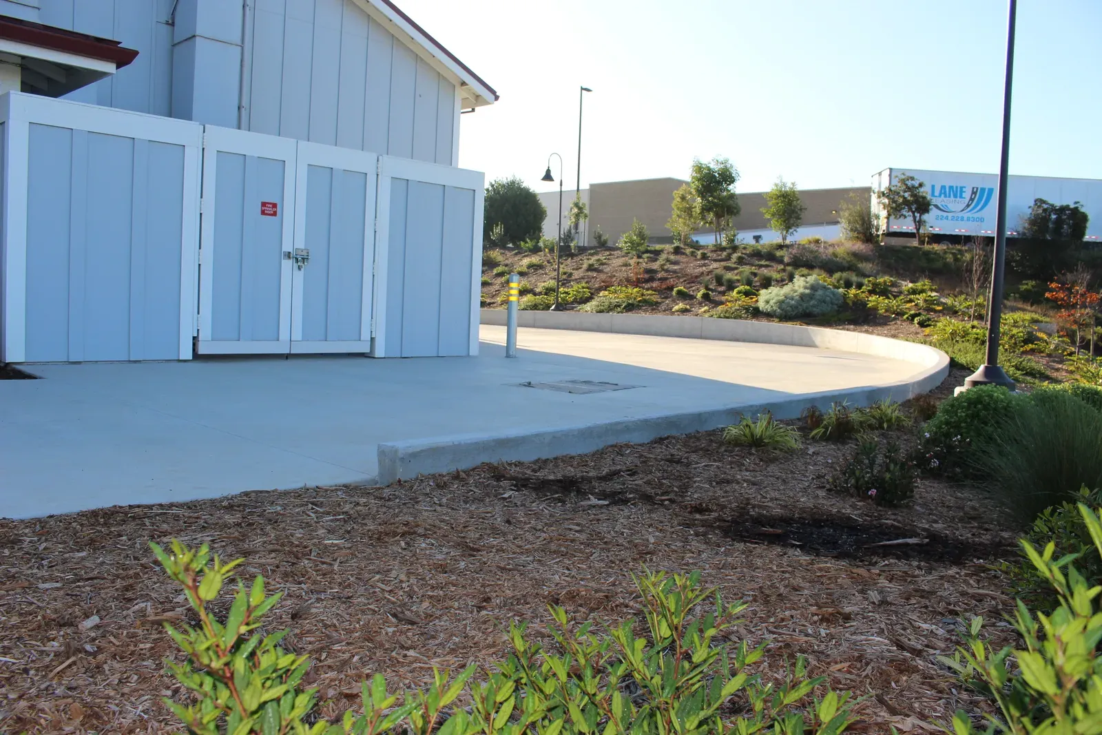 Concrete finish with curved curb at the Santa Maria Japanese Community Center in Santa Maria, CA